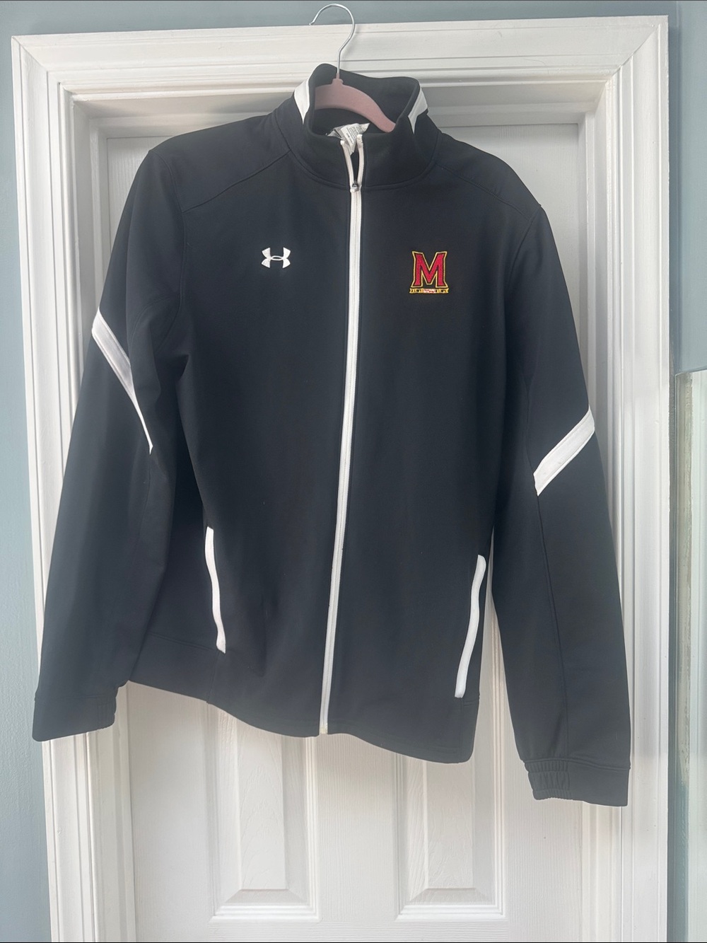 Under Armour Black Full-Zip Performance Jacket with Red & Gold Maryland 'M'